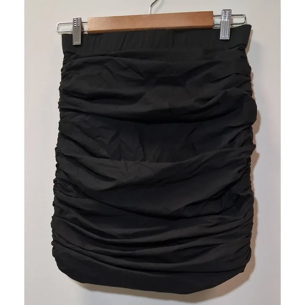 Babaton aritzia womens small black ruched mini pencil skirt